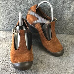 Merrell Suede And Leather Dark Spice Brown T-Strap Mary Jane Shoes Sz 8.5
